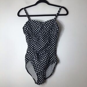 Assets Spanx swimsuit 1 piece women medium black white polka dot